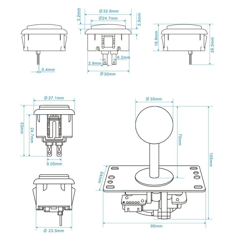 SJ@JX Arcade Game Controller Button Microswitch 8 Way Joystick Zero Delay USB Encoder Cable Stick DIY Kit for PC MAME Retropie Raspberry Pi - Image 3